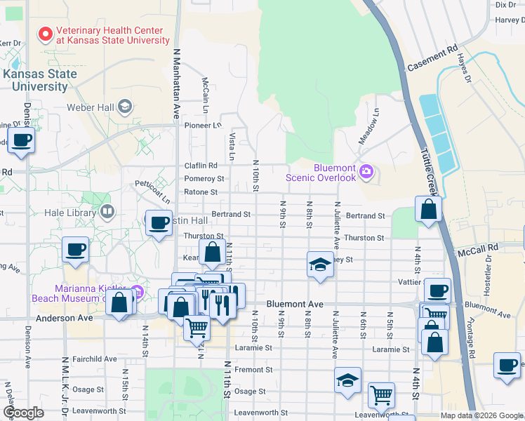 map of restaurants, bars, coffee shops, grocery stores, and more near 924 Bertrand Street in Manhattan