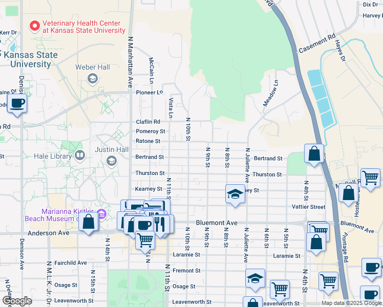 map of restaurants, bars, coffee shops, grocery stores, and more near 930 Bertrand Street in Manhattan