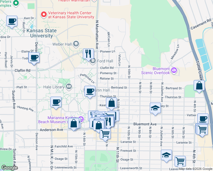 map of restaurants, bars, coffee shops, grocery stores, and more near in Manhattan