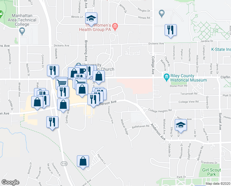 map of restaurants, bars, coffee shops, grocery stores, and more near 2418 Rebecca Road in Manhattan