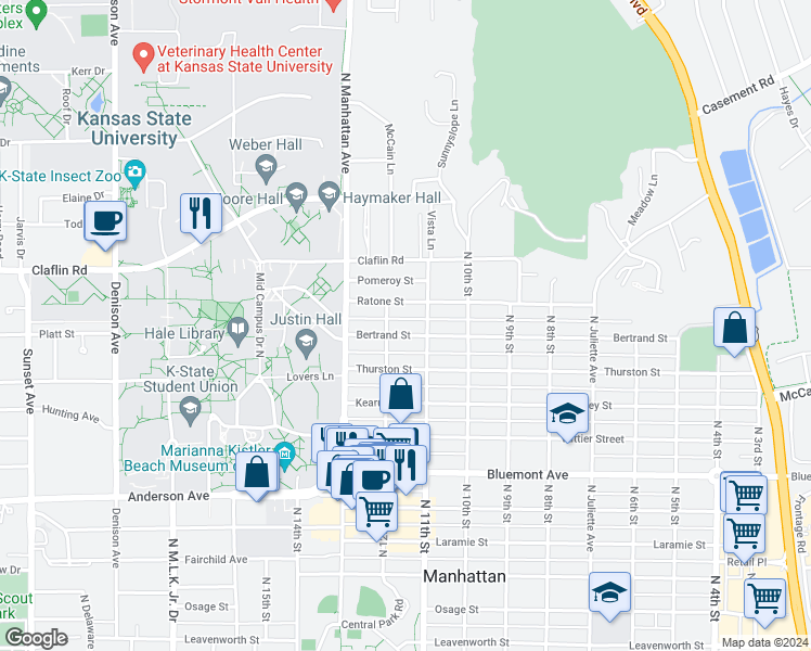 map of restaurants, bars, coffee shops, grocery stores, and more near 1131 Ratone Street in Manhattan