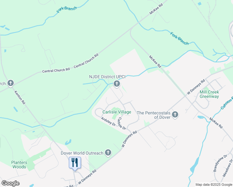 map of restaurants, bars, coffee shops, grocery stores, and more near 213 Carlisle Drive in Cheswold