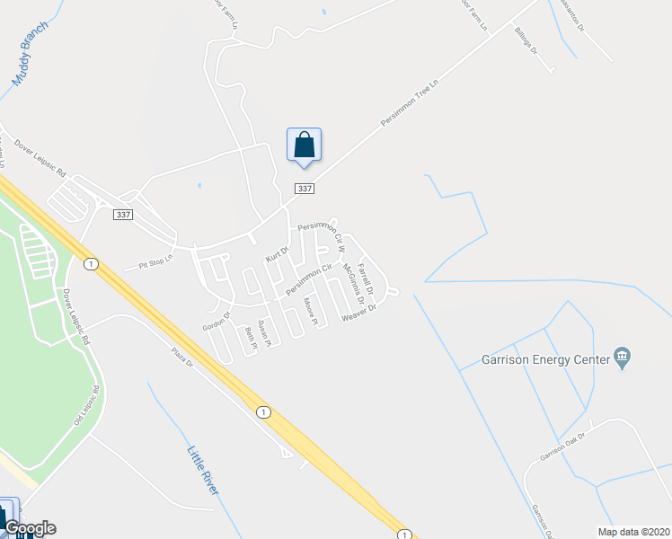 map of restaurants, bars, coffee shops, grocery stores, and more near 710 McGinnis Drive in Dover