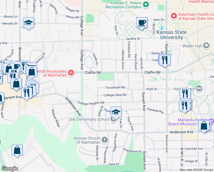 map of restaurants, bars, coffee shops, grocery stores, and more near 2205 Stone Post Road in Manhattan