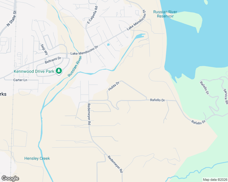 map of restaurants, bars, coffee shops, grocery stores, and more near 1501-B Hulda Drive in Ukiah