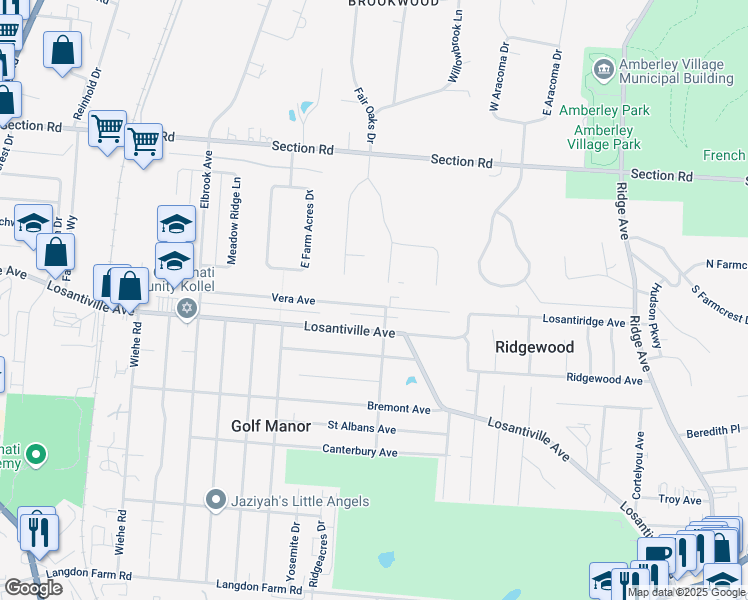 map of restaurants, bars, coffee shops, grocery stores, and more near 6630 Glen Acre Drive in Amberley