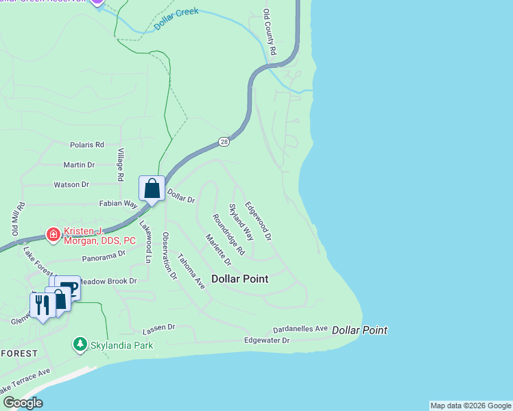 map of restaurants, bars, coffee shops, grocery stores, and more near 196 Edgewood Drive in Tahoe City