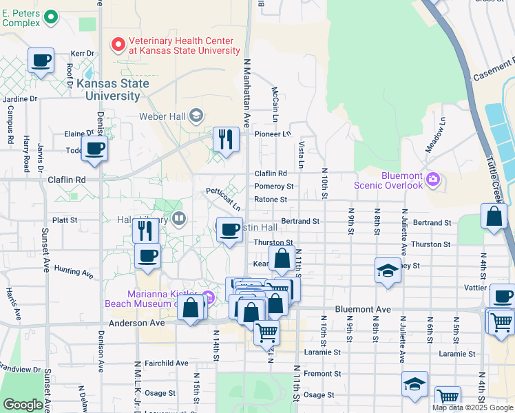 map of restaurants, bars, coffee shops, grocery stores, and more near 1228 Ratone Street in Manhattan