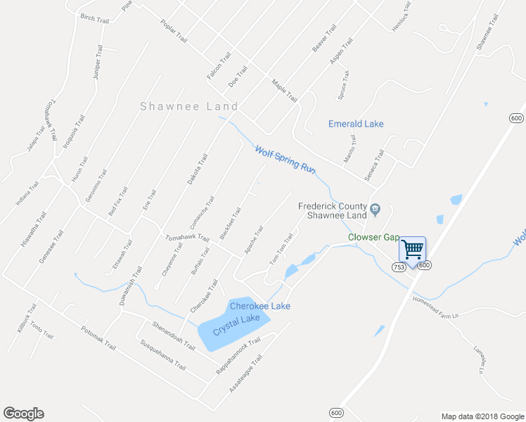 map of restaurants, bars, coffee shops, grocery stores, and more near 117 Apache Trail in Winchester