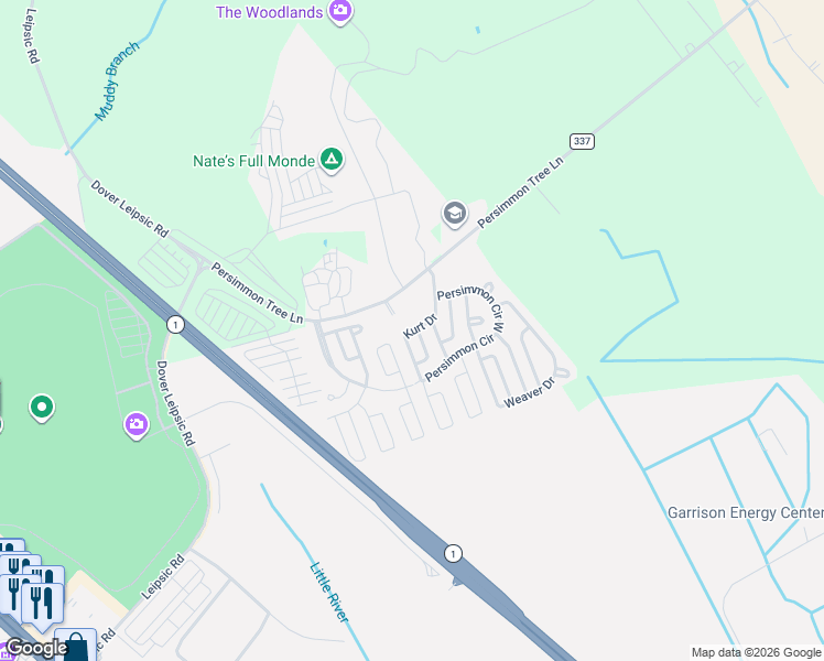 map of restaurants, bars, coffee shops, grocery stores, and more near 4 Michele Drive in Dover