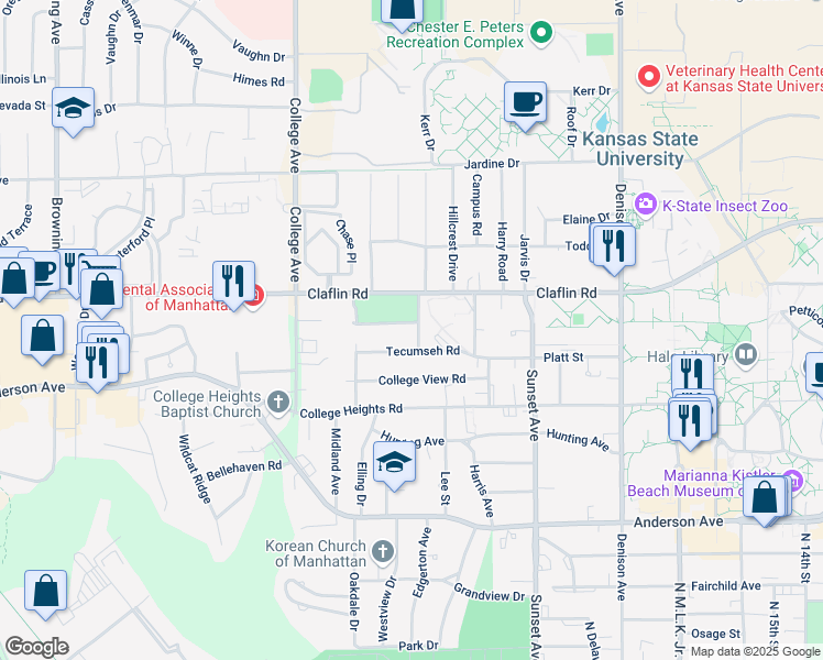 map of restaurants, bars, coffee shops, grocery stores, and more near 1111 Wharton Manor Road in Manhattan