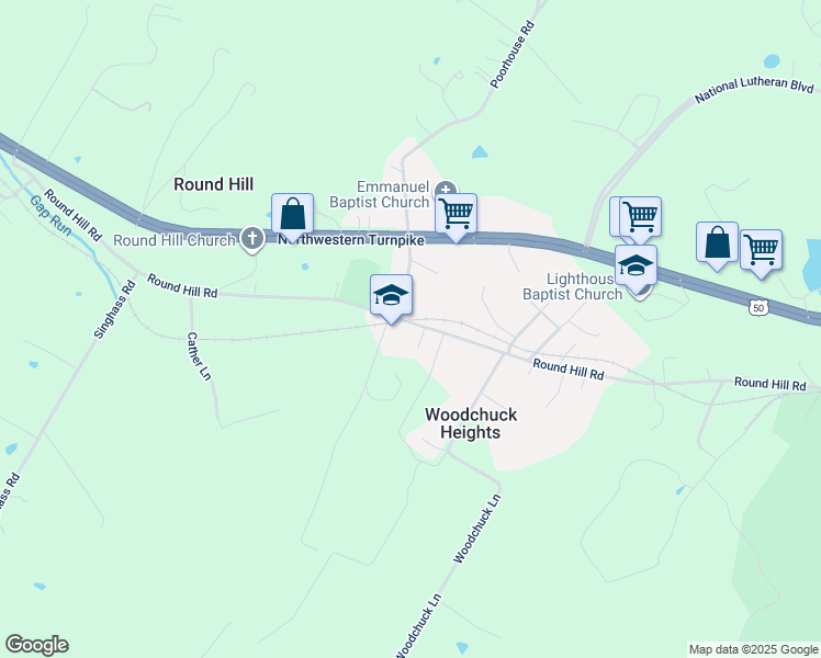 map of restaurants, bars, coffee shops, grocery stores, and more near 759 Round Hill Road in Winchester