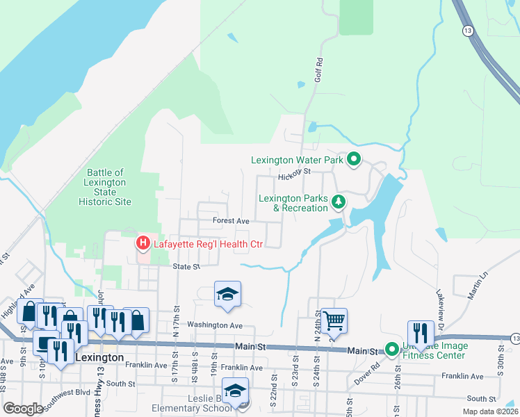 map of restaurants, bars, coffee shops, grocery stores, and more near 505 Country Club Road in Lexington