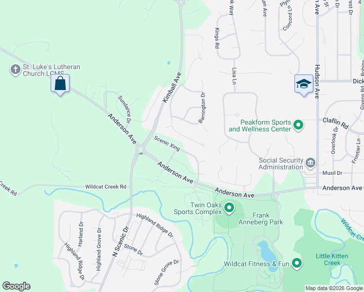 map of restaurants, bars, coffee shops, grocery stores, and more near 1121 Wyndham Heights Drive in Manhattan