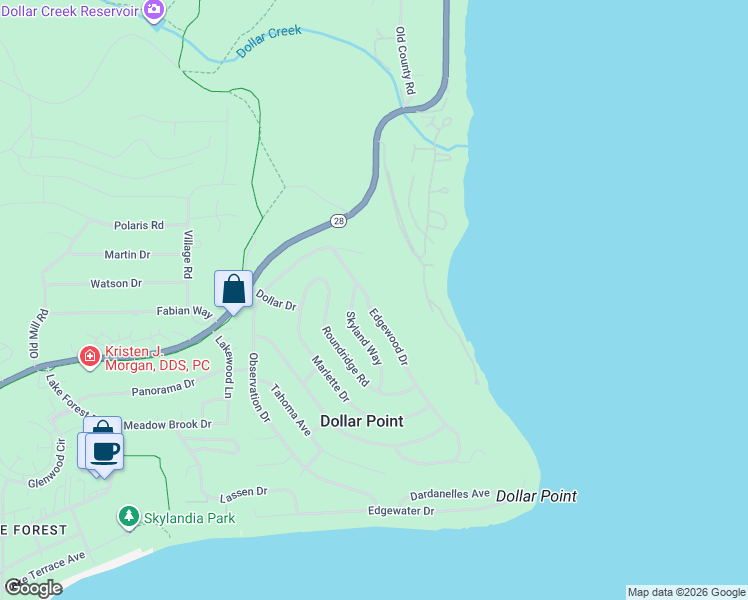 map of restaurants, bars, coffee shops, grocery stores, and more near 196 Edgewood Drive in Tahoe City