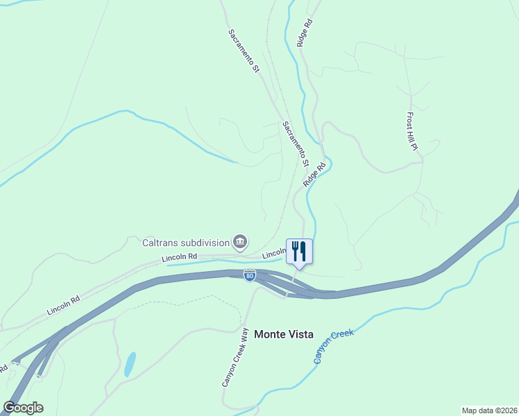 map of restaurants, bars, coffee shops, grocery stores, and more near 155 Dutch Flat Road in Dutch Flat