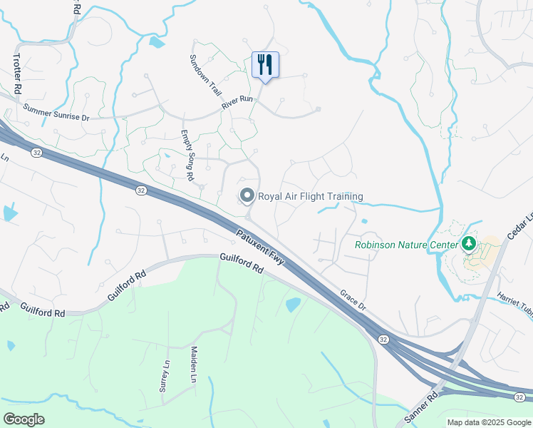 map of restaurants, bars, coffee shops, grocery stores, and more near 7500 Grace Drive in Columbia