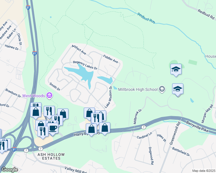 map of restaurants, bars, coffee shops, grocery stores, and more near 120 Wollaston Drive in Winchester