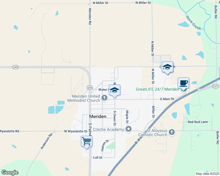 map of restaurants, bars, coffee shops, grocery stores, and more near 210 Water Street in Meriden