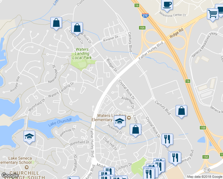 map of restaurants, bars, coffee shops, grocery stores, and more near 13 Bargene Court in Germantown