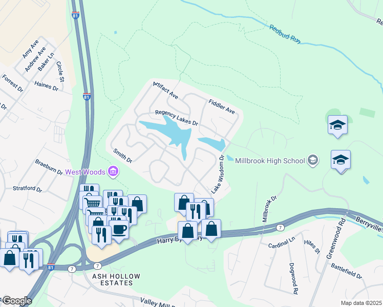 map of restaurants, bars, coffee shops, grocery stores, and more near 142 Wollaston Drive in Winchester