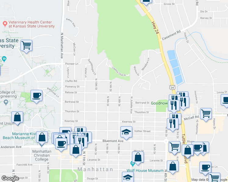 map of restaurants, bars, coffee shops, grocery stores, and more near 806 Ratone Street in Manhattan