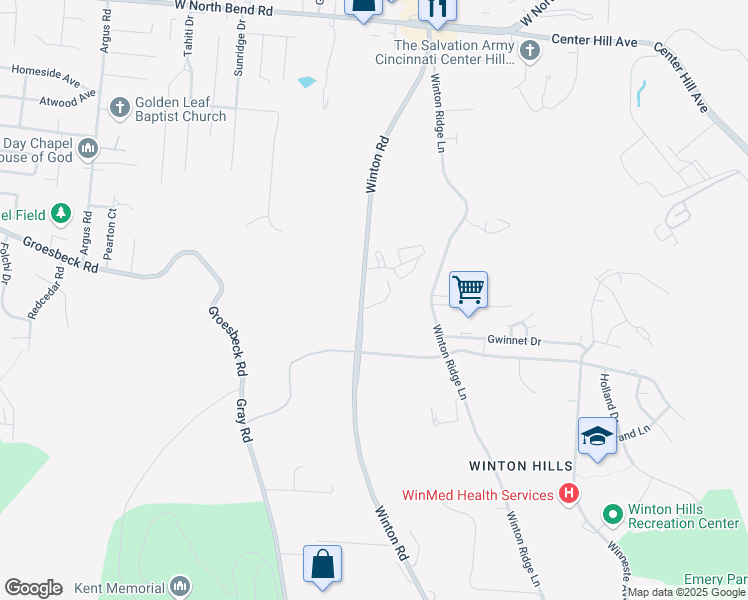 map of restaurants, bars, coffee shops, grocery stores, and more near 5620 Winton Road in Cincinnati