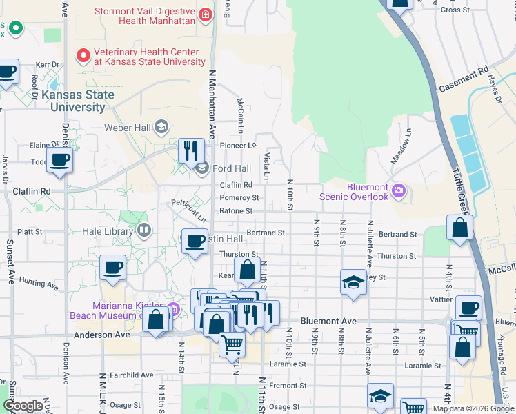 map of restaurants, bars, coffee shops, grocery stores, and more near 1310 North 11th Street in Manhattan