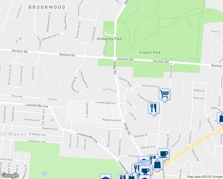 map of restaurants, bars, coffee shops, grocery stores, and more near 2930 Fair Acres Dr in Amberley