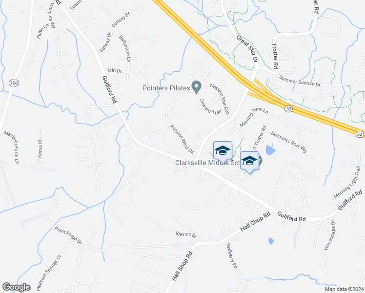 map of restaurants, bars, coffee shops, grocery stores, and more near 6525 Autumn Wind Circle in Clarksville
