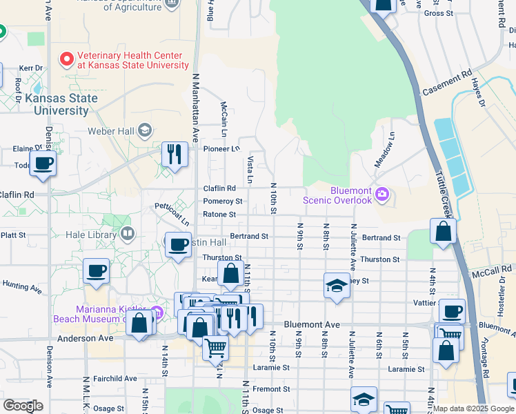 map of restaurants, bars, coffee shops, grocery stores, and more near 1310 North 11th Street in Manhattan