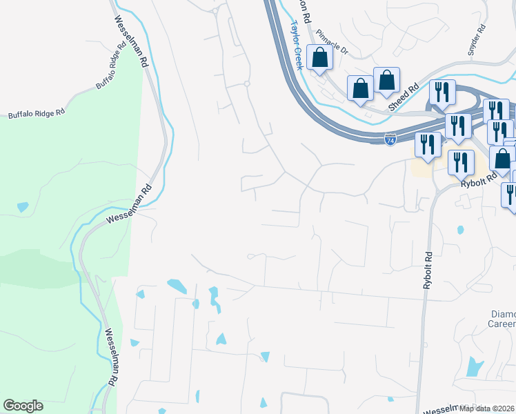 map of restaurants, bars, coffee shops, grocery stores, and more near 6953 Marias Oak Court in Cincinnati