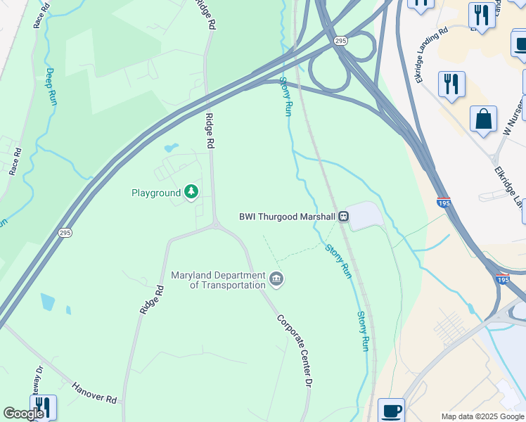 map of restaurants, bars, coffee shops, grocery stores, and more near 7037 Ridge Road in Hanover