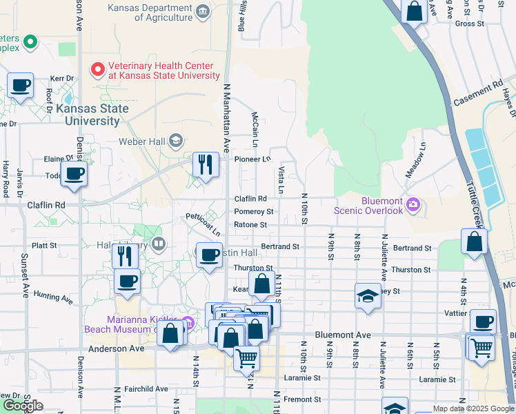 map of restaurants, bars, coffee shops, grocery stores, and more near 1130 Pomeroy Street in Manhattan