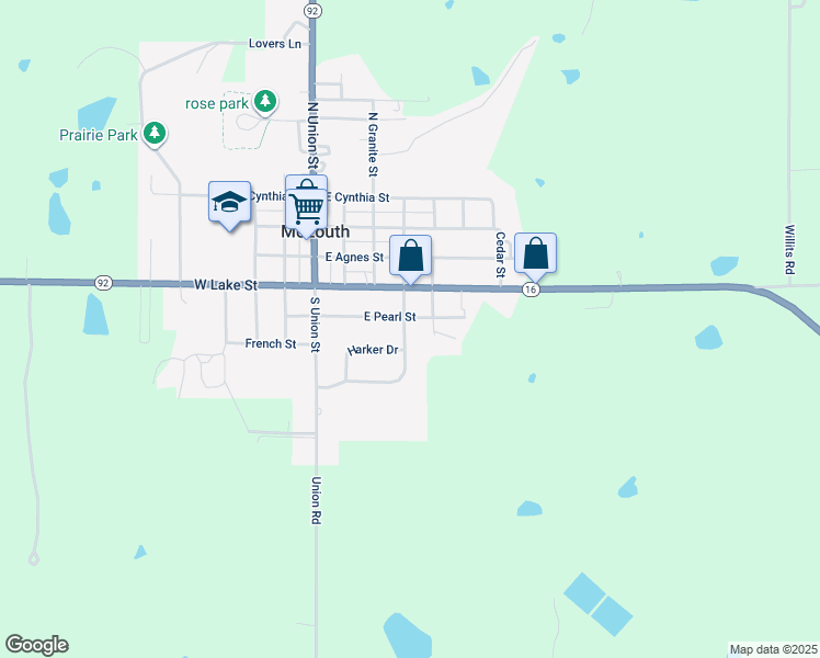 map of restaurants, bars, coffee shops, grocery stores, and more near 310 East Pearl Street in McLouth