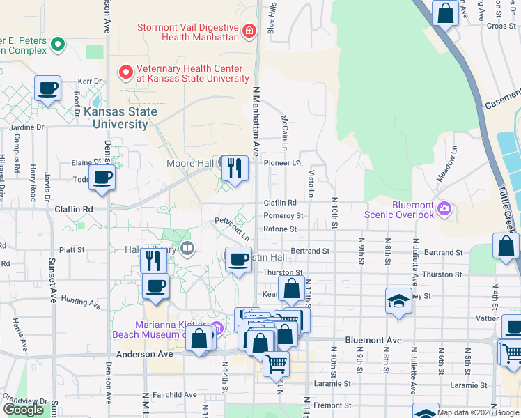 map of restaurants, bars, coffee shops, grocery stores, and more near in Manhattan