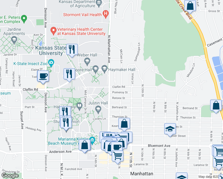 map of restaurants, bars, coffee shops, grocery stores, and more near in Manhattan