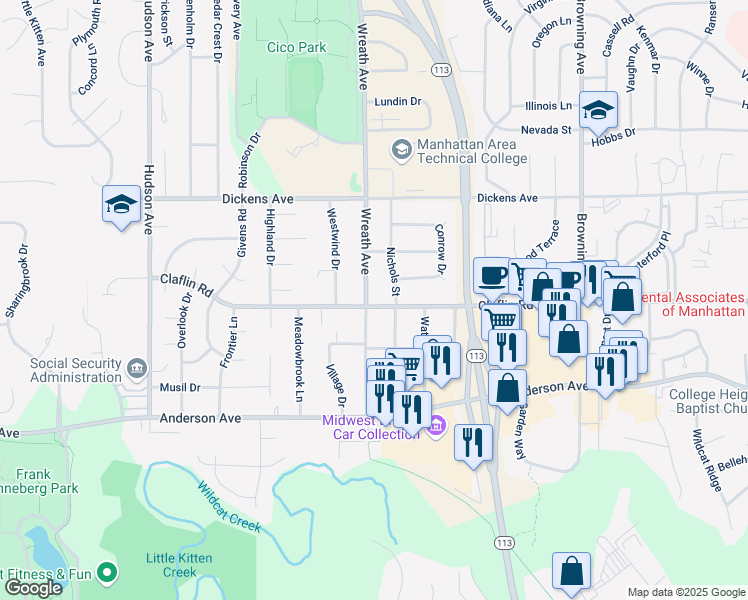 map of restaurants, bars, coffee shops, grocery stores, and more near 1408 Wreath Avenue in Manhattan