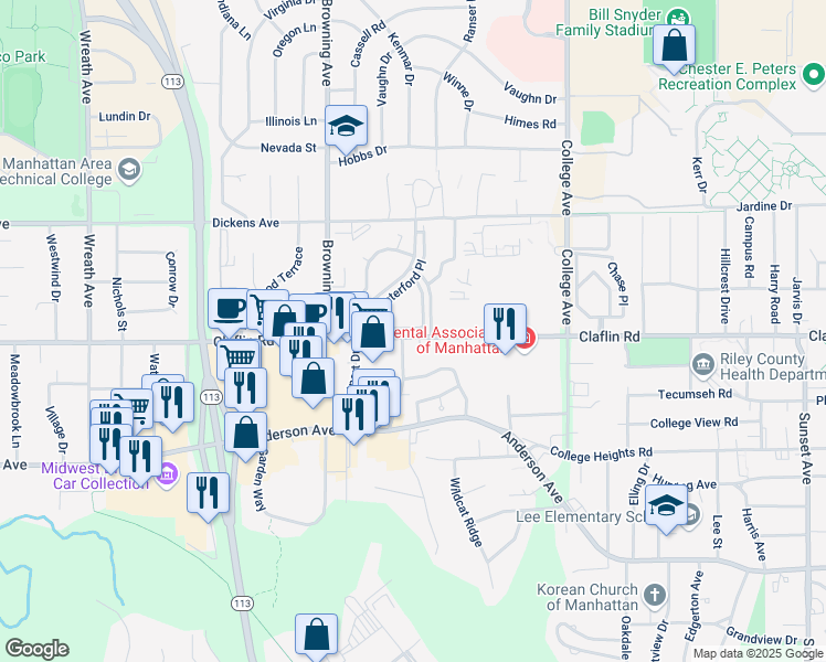 map of restaurants, bars, coffee shops, grocery stores, and more near 2700 Brittany Terrace in Manhattan