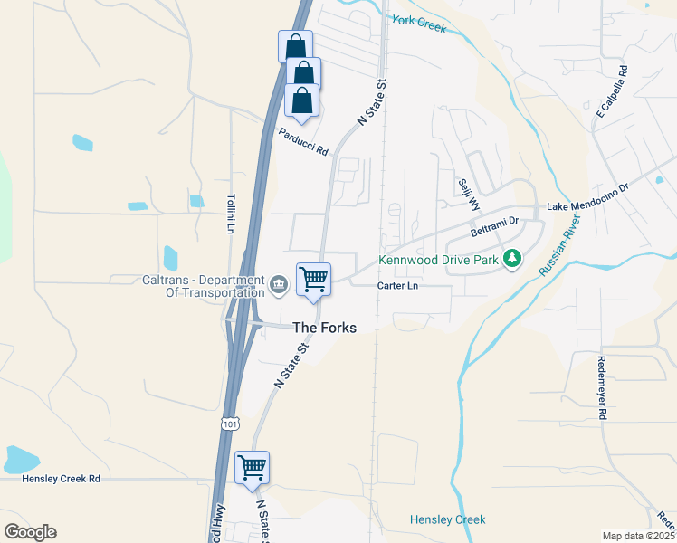 map of restaurants, bars, coffee shops, grocery stores, and more near 140 Lake Mendocino Dr in Ukiah