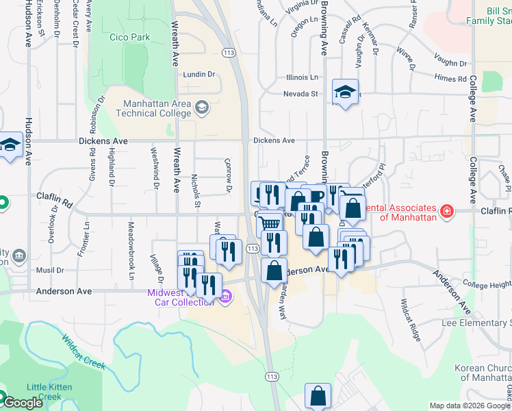 map of restaurants, bars, coffee shops, grocery stores, and more near 1409 Cambridge Place in Manhattan