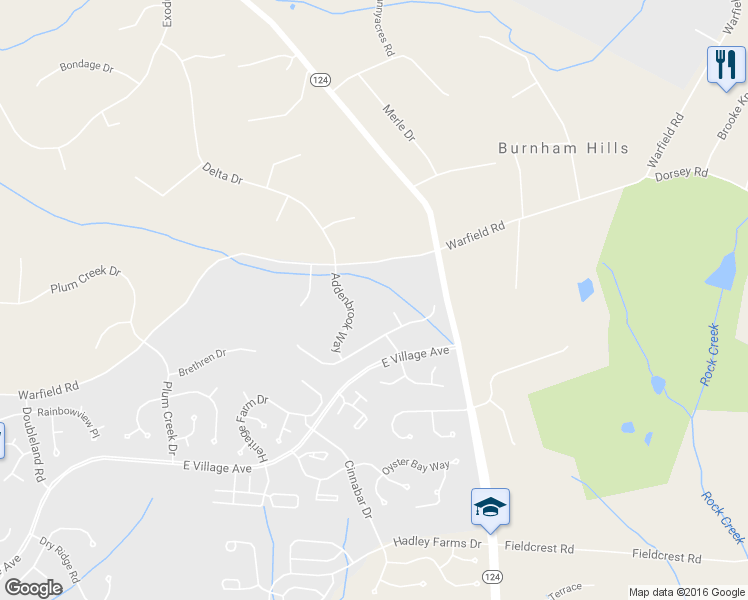 map of restaurants, bars, coffee shops, grocery stores, and more near 20519 Addenbrook Way in Gaithersburg