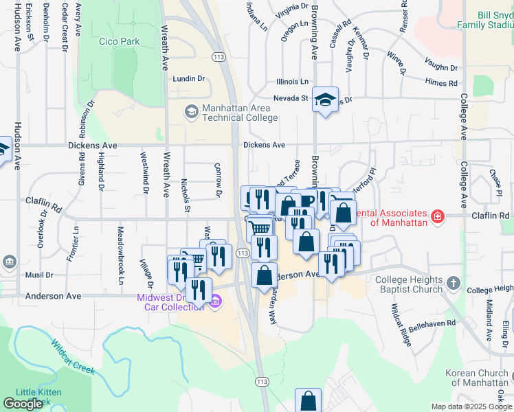 map of restaurants, bars, coffee shops, grocery stores, and more near 1404 Beechwood Terrace in Manhattan