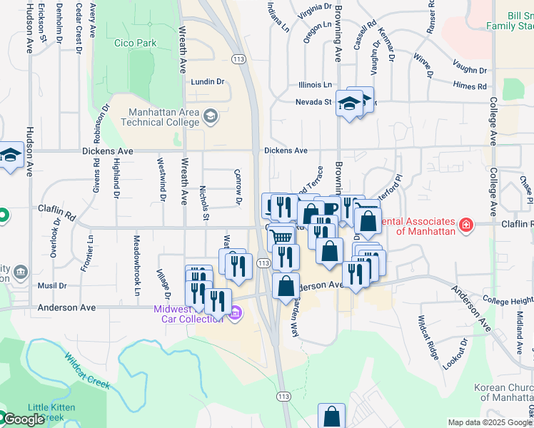 map of restaurants, bars, coffee shops, grocery stores, and more near 1409 Cambridge Place in Manhattan