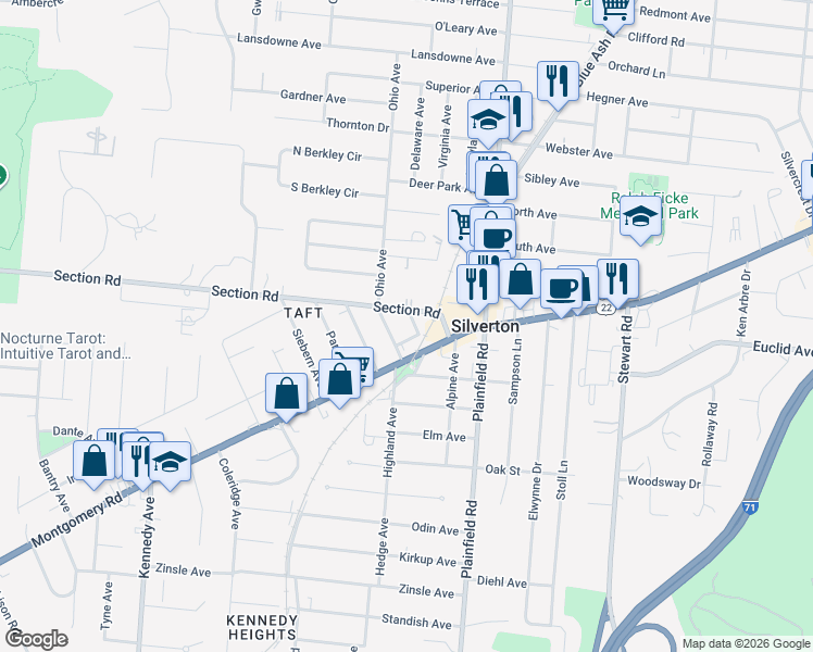 map of restaurants, bars, coffee shops, grocery stores, and more near 3925 Orchard Avenue in Cincinnati