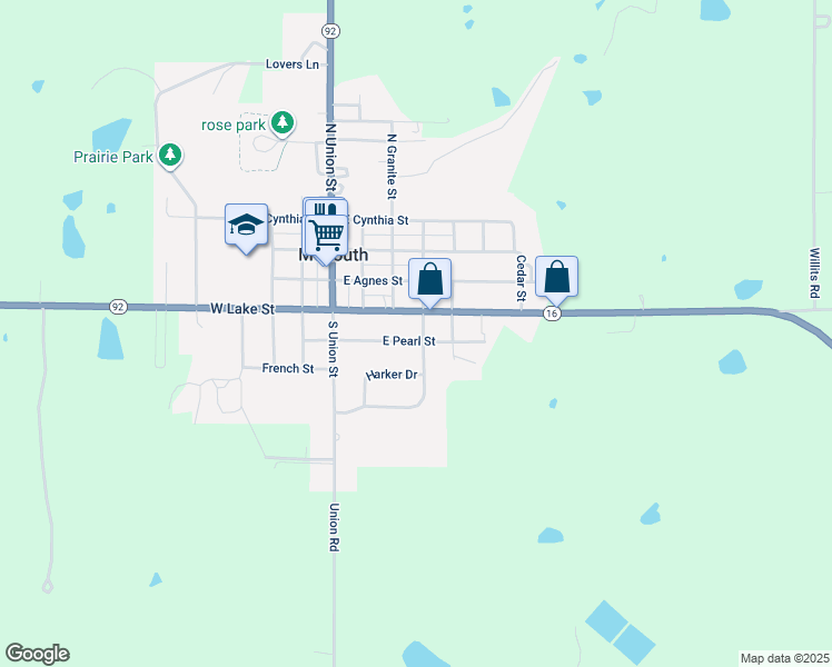map of restaurants, bars, coffee shops, grocery stores, and more near 310 East Pearl Street in McLouth