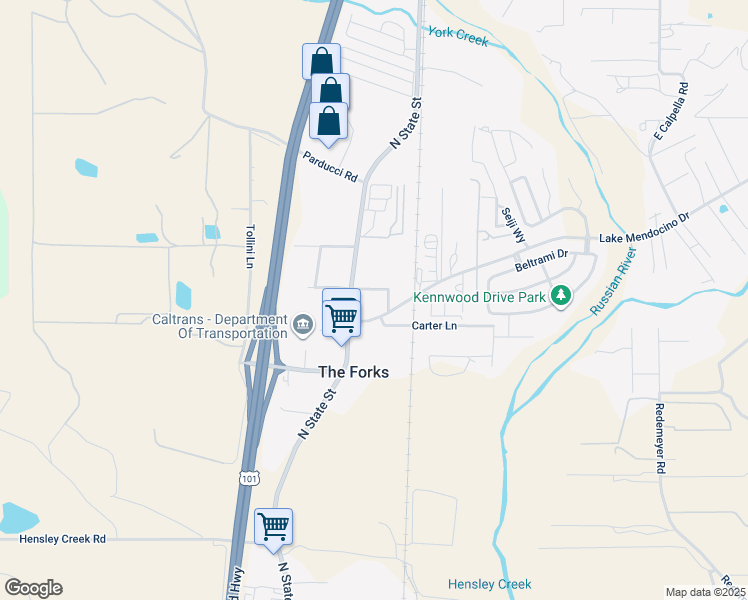 map of restaurants, bars, coffee shops, grocery stores, and more near 140 Lake Mendocino Drive in Ukiah