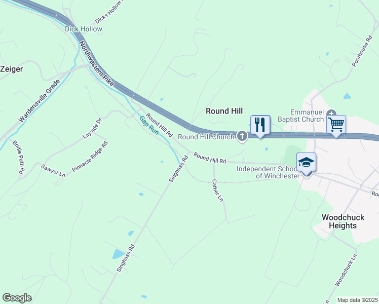map of restaurants, bars, coffee shops, grocery stores, and more near State Route 620 in Frederick County