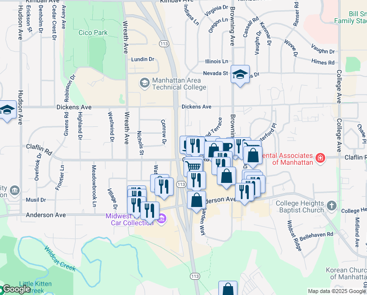map of restaurants, bars, coffee shops, grocery stores, and more near 1409 Cambridge Place in Manhattan