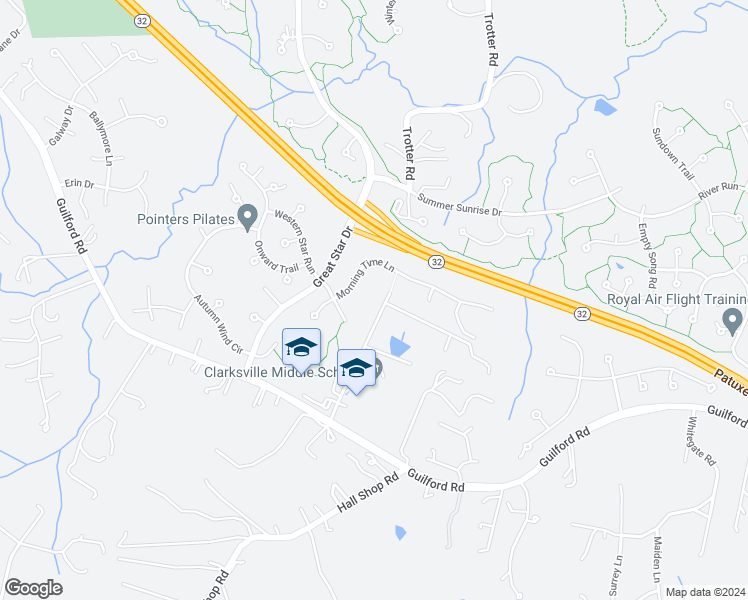 map of restaurants, bars, coffee shops, grocery stores, and more near 6440 South Trotter Road in Clarksville